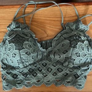 Lace bralette top in teal green